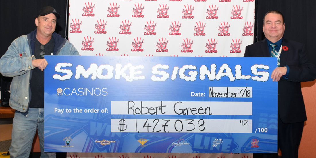 Smoke Signals cheque presentation at Painted Hand Casino
